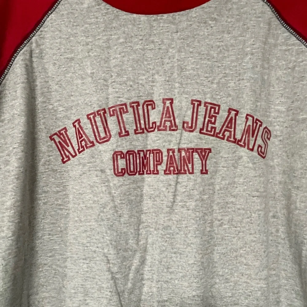 Men’s Náutica Long Sleeve Shirt Red/Grey/ with Black Stitching Size 2Xl - Picture 2 of 4